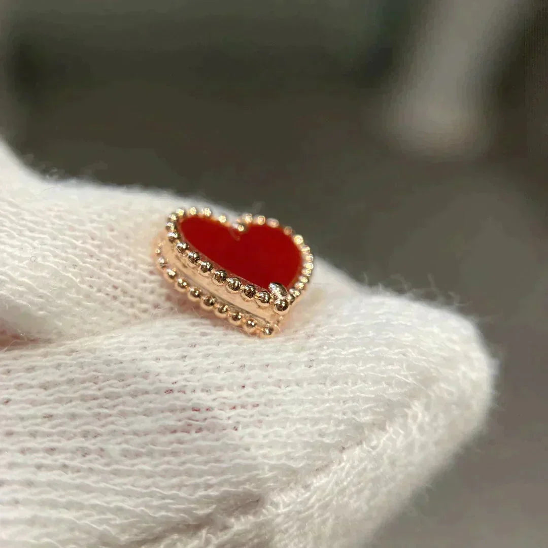 [Mystic Crown]HEART CARNELIAN STUD EARRINGS