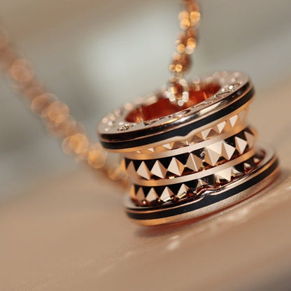 [Mystic Crown]ZERO 1 ROCK PEDANT PINK GOLD BLACK NECKLACE