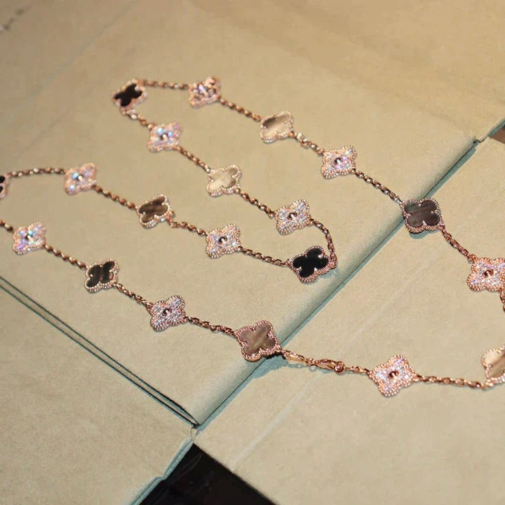 [Mystic Crown]CLOVER 20 MOTIFS DARK MOP DIAMOND  NECKLACE