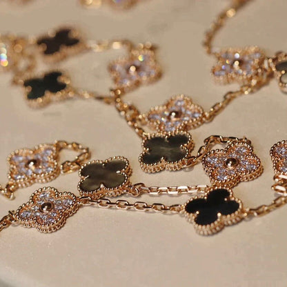 [Mystic Crown]CLOVER 20 MOTIFS DARK MOP DIAMOND  NECKLACE