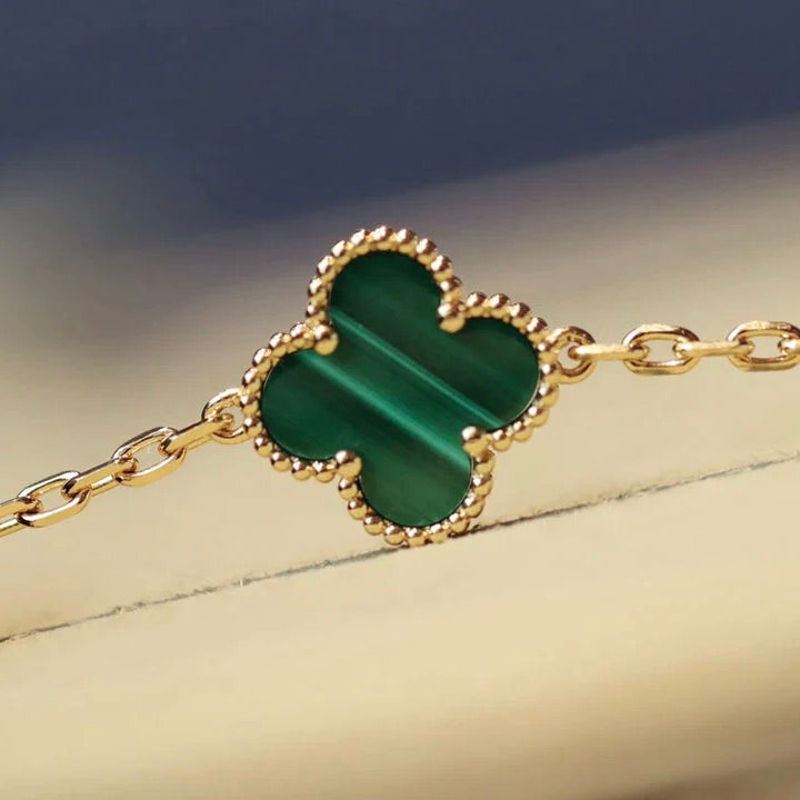 [Mystic Crown]CLOVER 20 MOTIFS MALACHITE DIAMOND NECKLACE