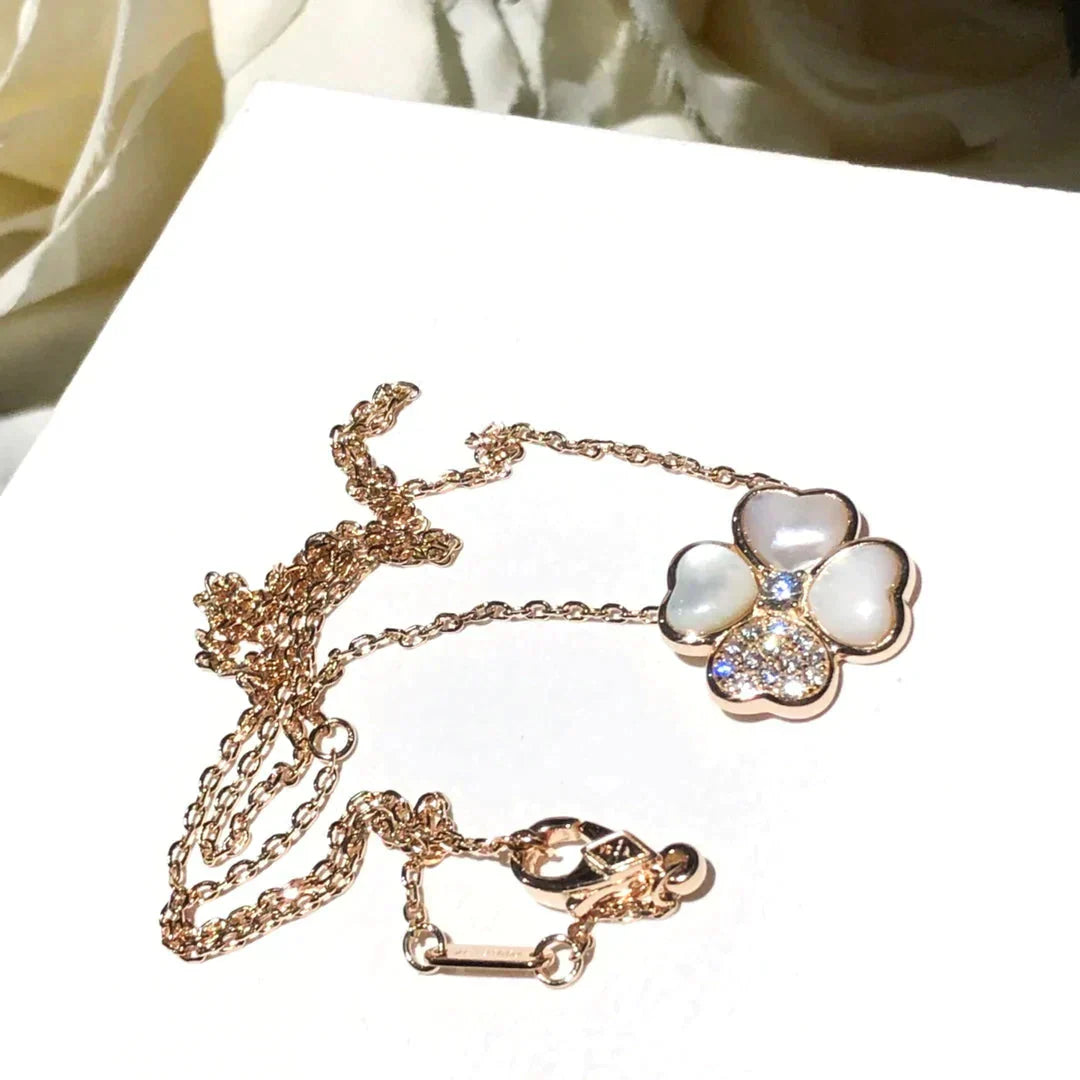 [Mystic Crown]CLOVER MOP DIAMOND ROSE GOLD NECKLACE