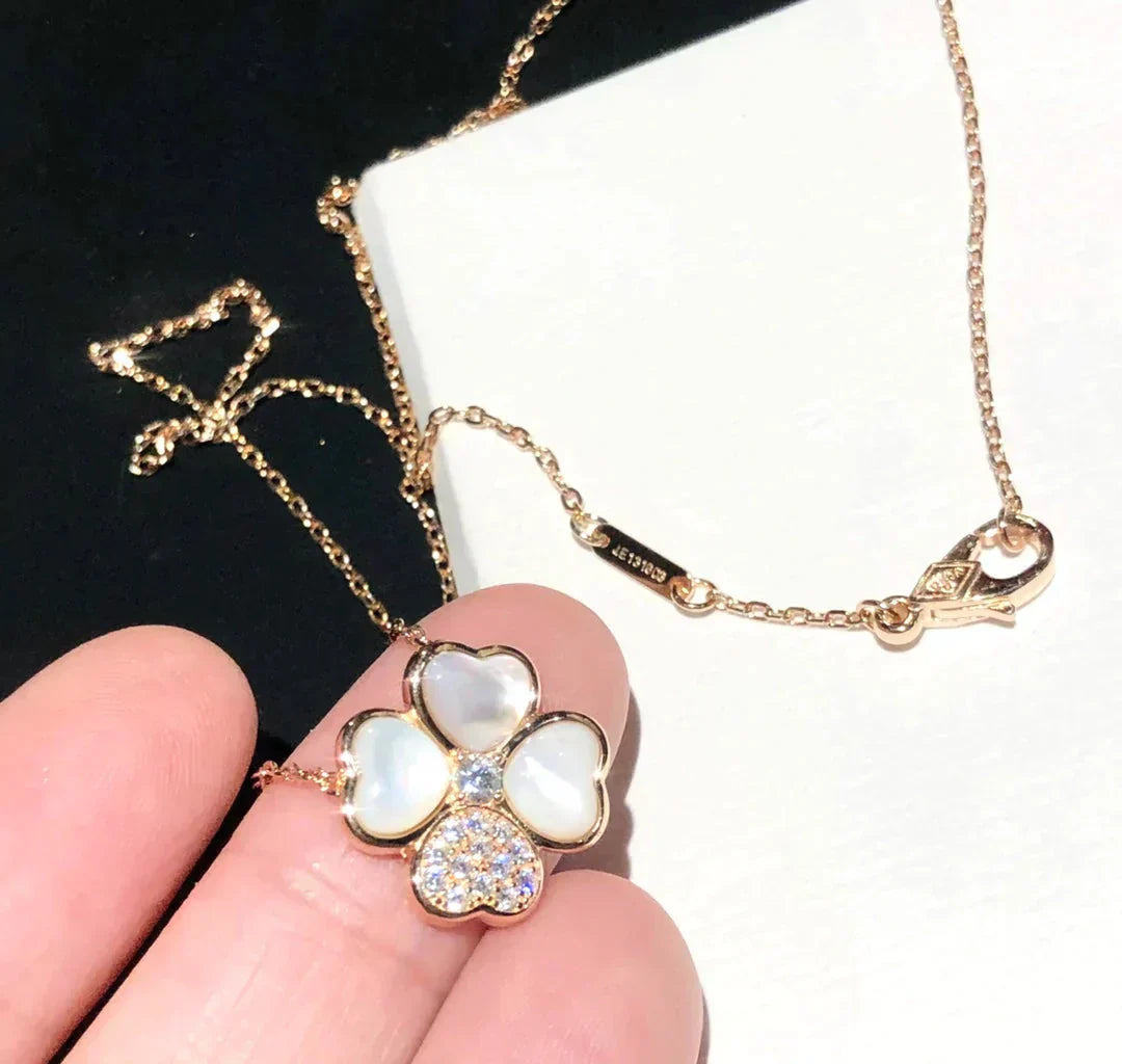 [Mystic Crown]CLOVER MOP DIAMOND ROSE GOLD NECKLACE