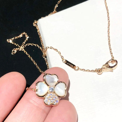 [Mystic Crown]CLOVER MOP DIAMOND ROSE GOLD NECKLACE