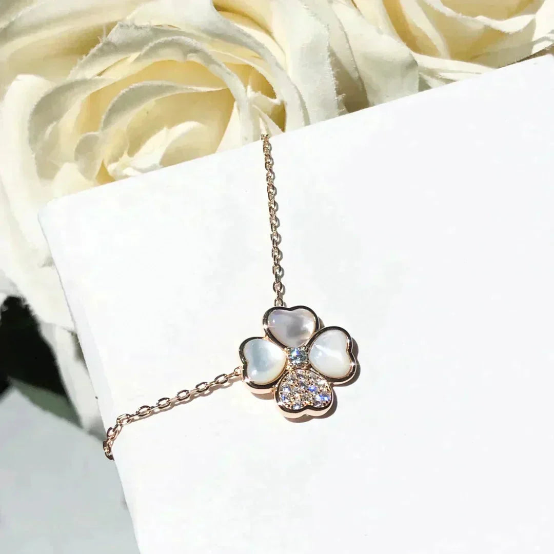[Mystic Crown]CLOVER MOP DIAMOND ROSE GOLD NECKLACE