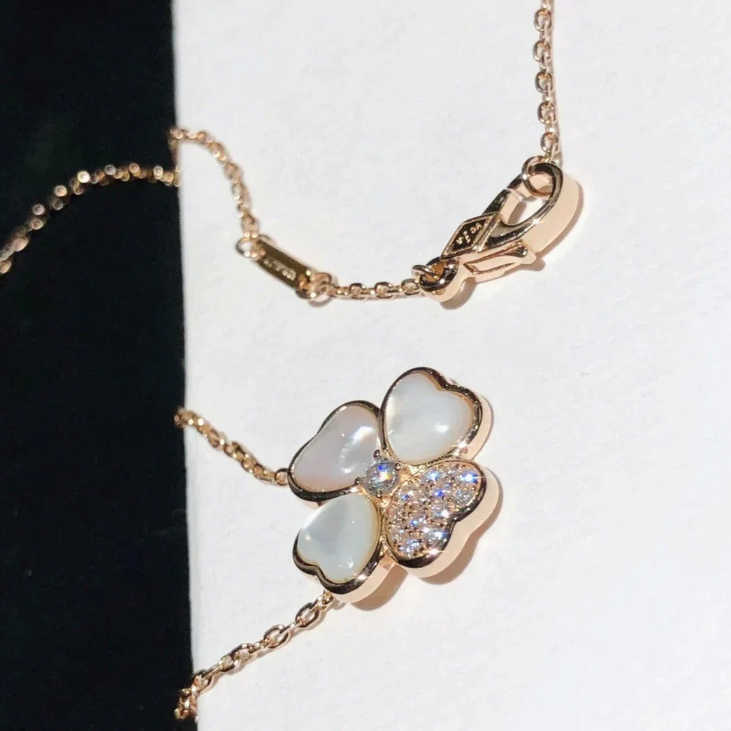 [Mystic Crown]CLOVER MOP DIAMOND ROSE GOLD NECKLACE