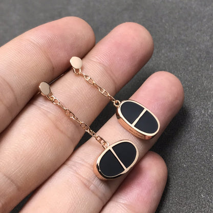 [Mystic Crown]CHAINE VERSO BLACK CERAMIC SILVER EARRINGS