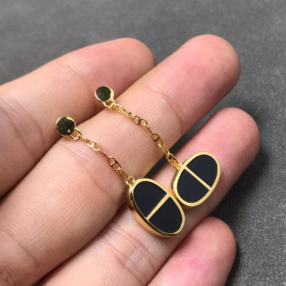 [Mystic Crown]CHAINE VERSO BLACK CERAMIC SILVER EARRINGS