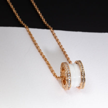 [Mystic Crown]ZERO 1 WHITE CERAMIC PINK GOLD DIAMOND NECKLACE