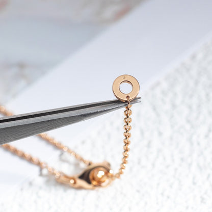 [Mystic Crown]ZERO 1 WHITE CERAMIC PINK GOLD DIAMOND NECKLACE