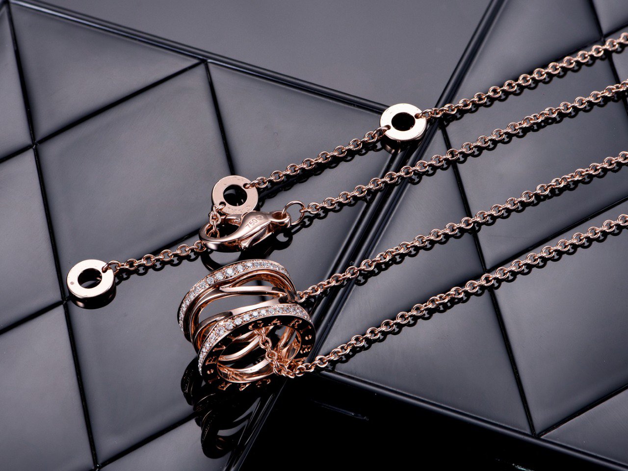 [Mystic Crown]ZERO 1 PINK GOLD DIAMOND OPEN NECKLACE