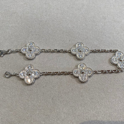 [Mystic Crown]CLOVER 5 MOTIFS  DIAMOND BRACELET SILVER