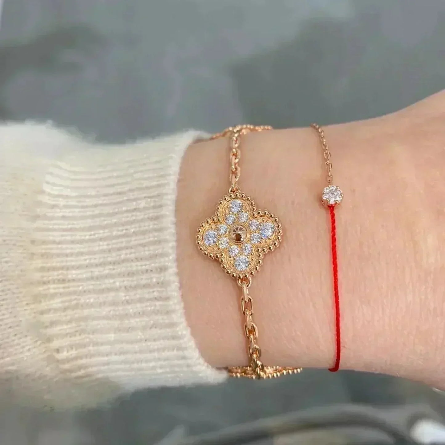 [Mystic Crown]CLOVER 5 MOTIFS  FULL DIAMOND BRACELET