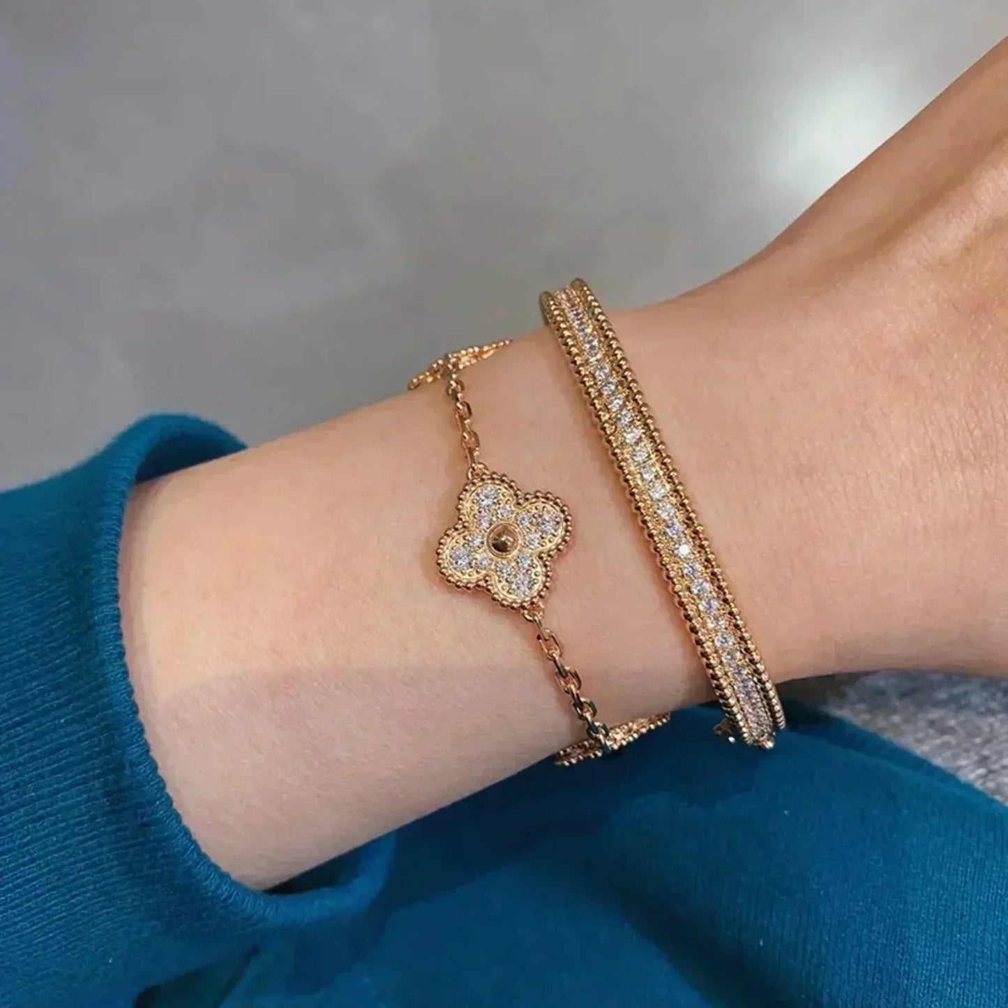 [Mystic Crown]CLOVER 5 MOTIFS  FULL DIAMOND BRACELET
