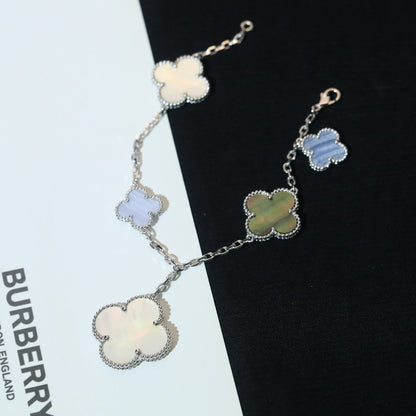 [Mystic Crown]CLOVER BRACELET 5 MOTIFS MOP CHALCEDONY SILVER