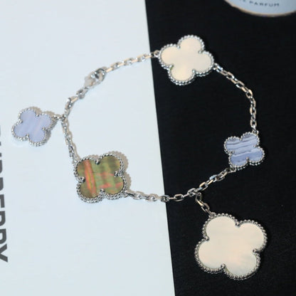 [Mystic Crown]CLOVER BRACELET 5 MOTIFS MOP CHALCEDONY SILVER