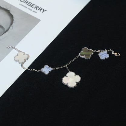 [Mystic Crown]CLOVER BRACELET 5 MOTIFS MOP CHALCEDONY SILVER