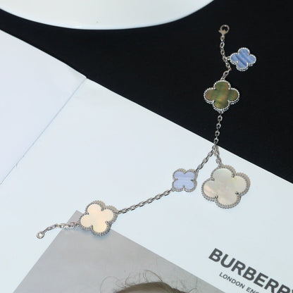 [Mystic Crown]CLOVER BRACELET 5 MOTIFS MOP CHALCEDONY SILVER