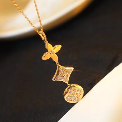 [Mystic Crown]STAR AND SUN DIAMOND PINK GOLD NECKLACE