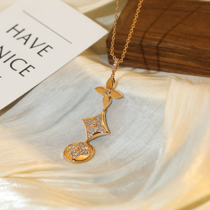 [Mystic Crown]STAR AND SUN DIAMOND PINK GOLD NECKLACE