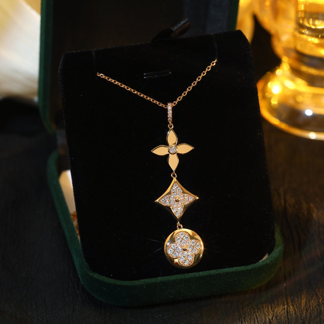 [Mystic Crown]STAR AND SUN DIAMOND PINK GOLD NECKLACE