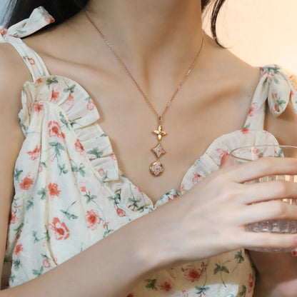 [Mystic Crown]STAR AND SUN DIAMOND PINK GOLD NECKLACE