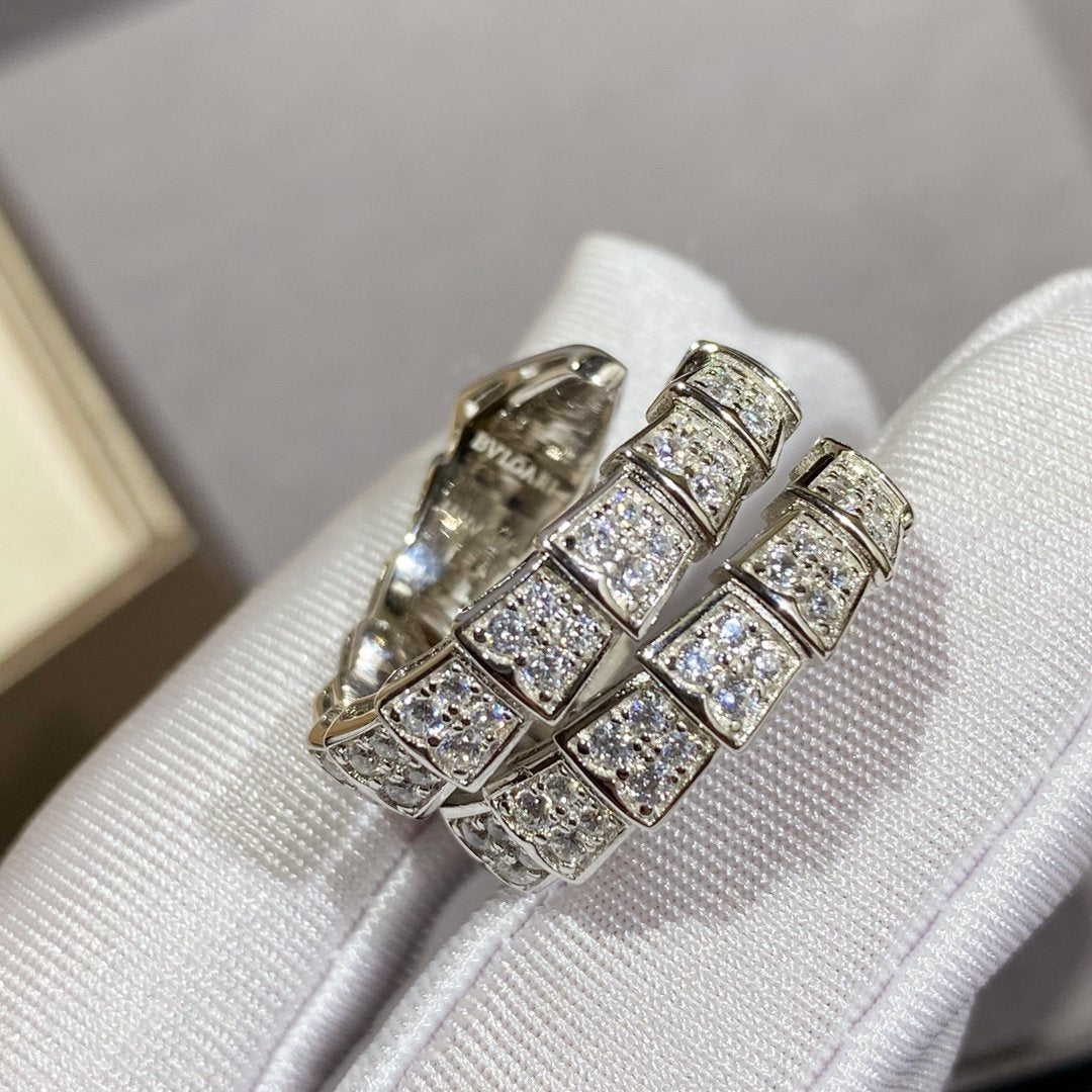 [Mystic Crown]SERPENTI DOUBLE RING SILVER DIAMOND PAVED