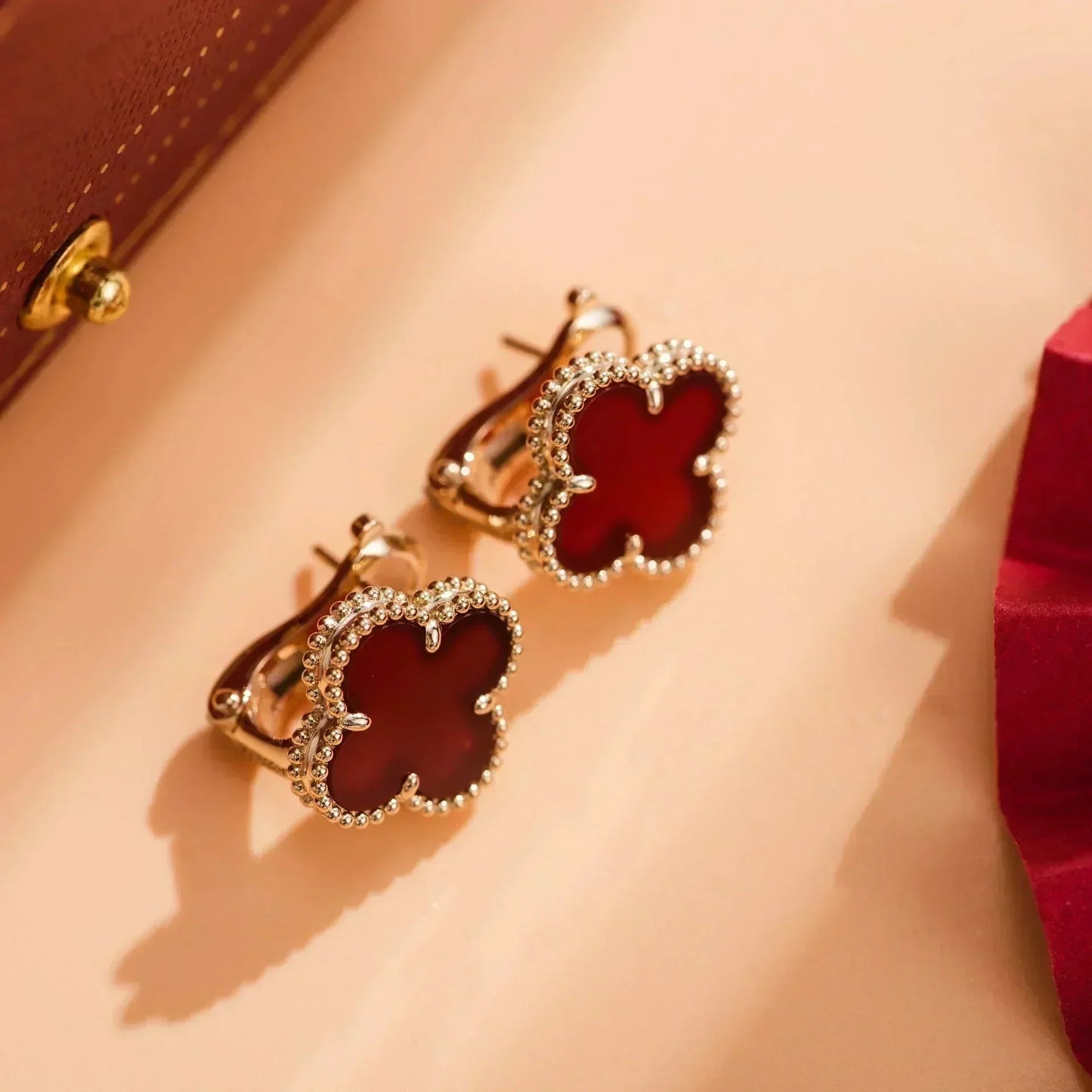 [Mystic Crown]CLOVER MEDIUM 1 MOTIFS CARNELIAN  EARRINGS