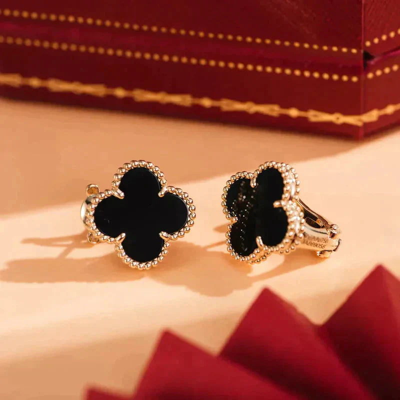 [Mystic Crown]CLOVER MEDIUM 1 MOTIFS  ONYX STUD EARRINGS