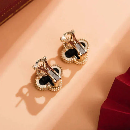 [Mystic Crown]CLOVER MEDIUM 1 MOTIFS  ONYX STUD EARRINGS