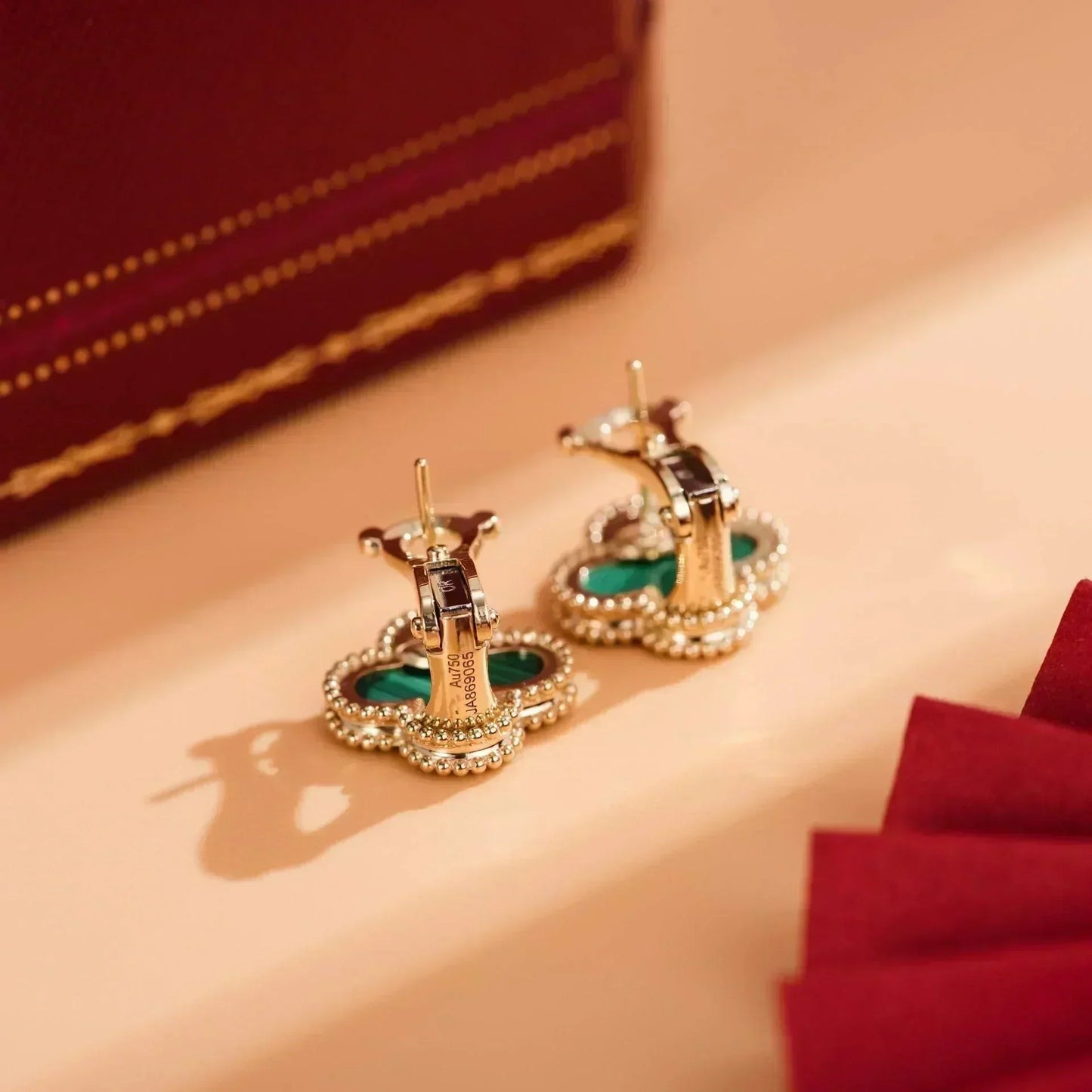 [Mystic Crown]CLOVER MEDIUM 1 MOTIFS MALACHITE  EARRINGS