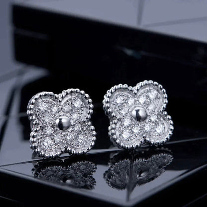 [Mystic Crown]CLOVER 1 MOTIFS DIAMOND STUD EARRINGS SILVER