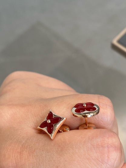 [Mystic Crown]STAR AND SUN PINK GOLD CARNELIAN STUD EARRINGS