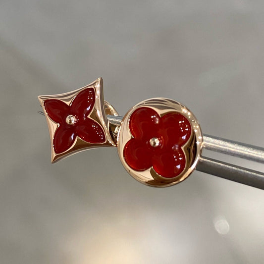 [Mystic Crown]STAR AND SUN PINK GOLD CARNELIAN STUD EARRINGS