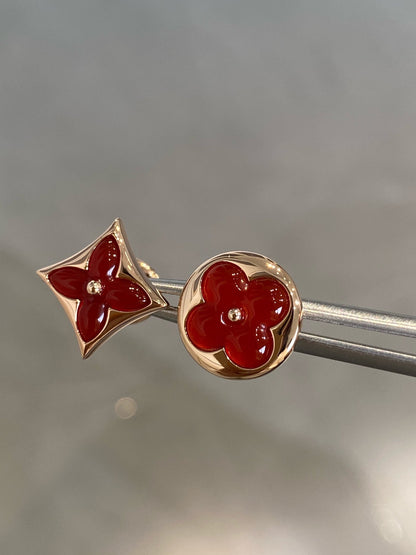[Mystic Crown]STAR AND SUN PINK GOLD CARNELIAN STUD EARRINGS