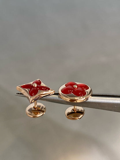[Mystic Crown]STAR AND SUN PINK GOLD CARNELIAN STUD EARRINGS