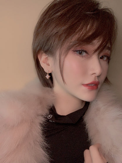 [Mystic Crown]DOUBLE STAR PINK GOLD MOP DROP EARRINGS