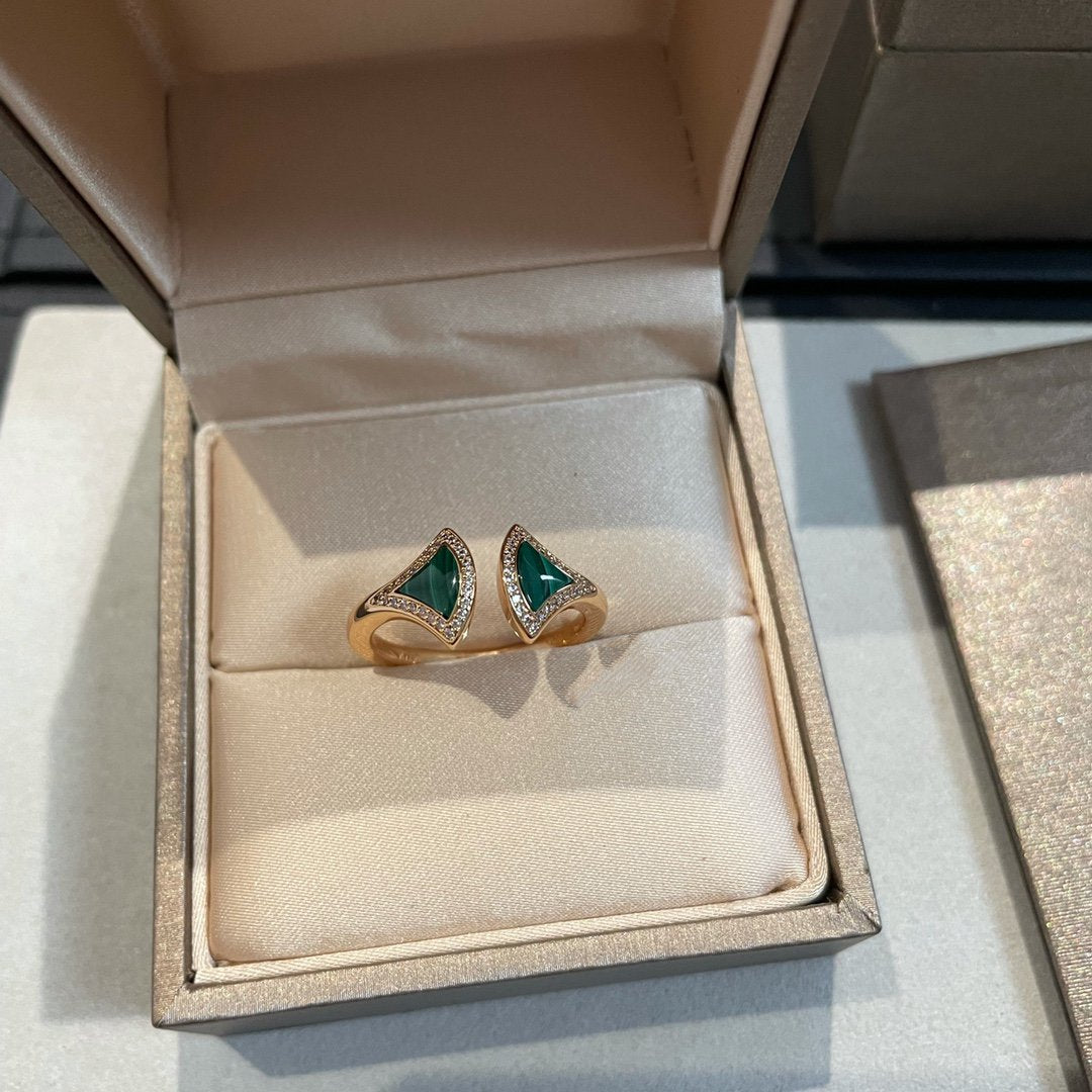 [Mystic Crown]DREAM MALACHITE DIAMOND OPEN RING