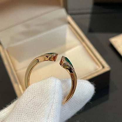 [Mystic Crown]DREAM MALACHITE DIAMOND OPEN RING