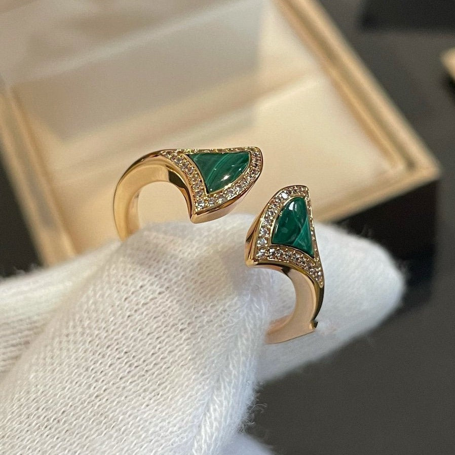 [Mystic Crown]DREAM MALACHITE DIAMOND OPEN RING