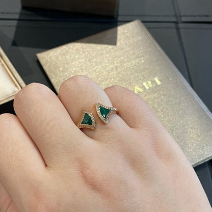 [Mystic Crown]DREAM MALACHITE DIAMOND OPEN RING