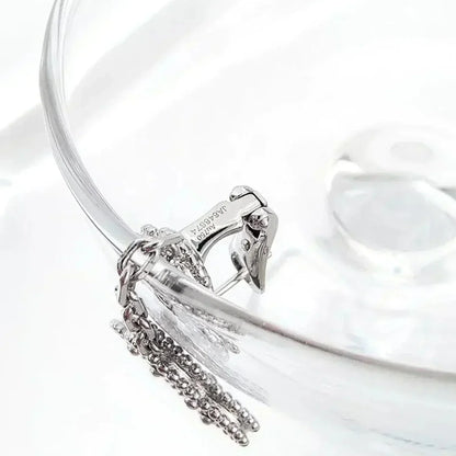 [Mystic Crown]CLOVER 2 MOTIFS  DIAMOND ONYX EARRINGS SILVER