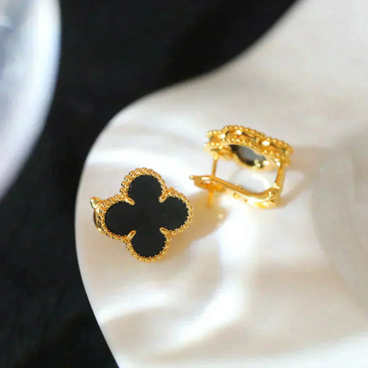 [Mystic Crown]CLOVER MEDIUM 1 MOTIFS  ONYX STUD EARRINGS