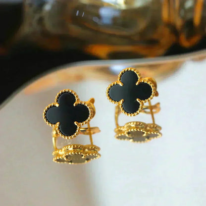 [Mystic Crown]CLOVER MEDIUM 1 MOTIFS  ONYX STUD EARRINGS