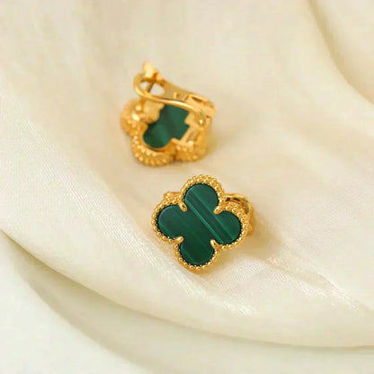 [Mystic Crown]CLOVER MEDIUM 1 MOTIFS MALACHITE  EARRINGS