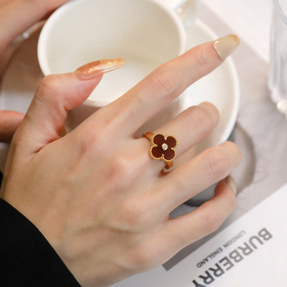 [Mystic Crown]CLOVER CARNELIAN RING ROSE GOLD DIAMOND