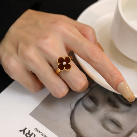 [Mystic Crown]CLOVER CARNELIAN RING ROSE GOLD DIAMOND
