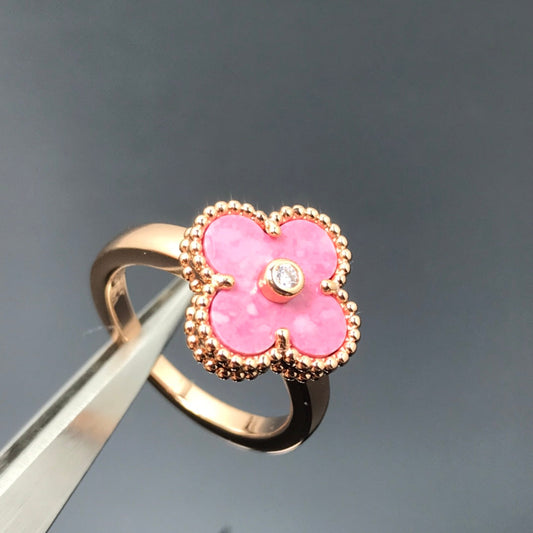 [Mystic Crown]CLOVER RHODONITE ROSE GOLD RING