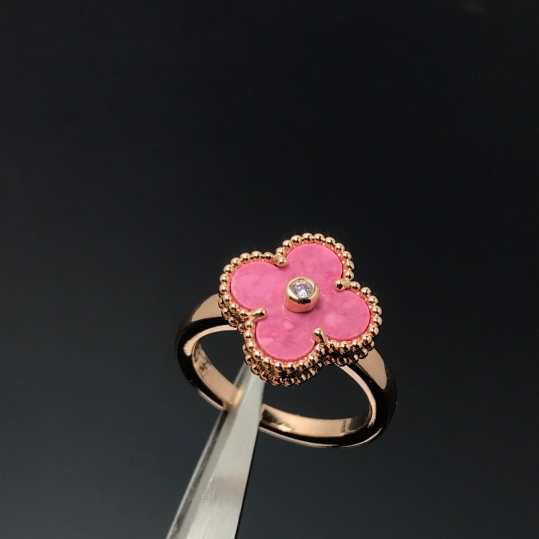 [Mystic Crown]CLOVER RHODONITE ROSE GOLD RING