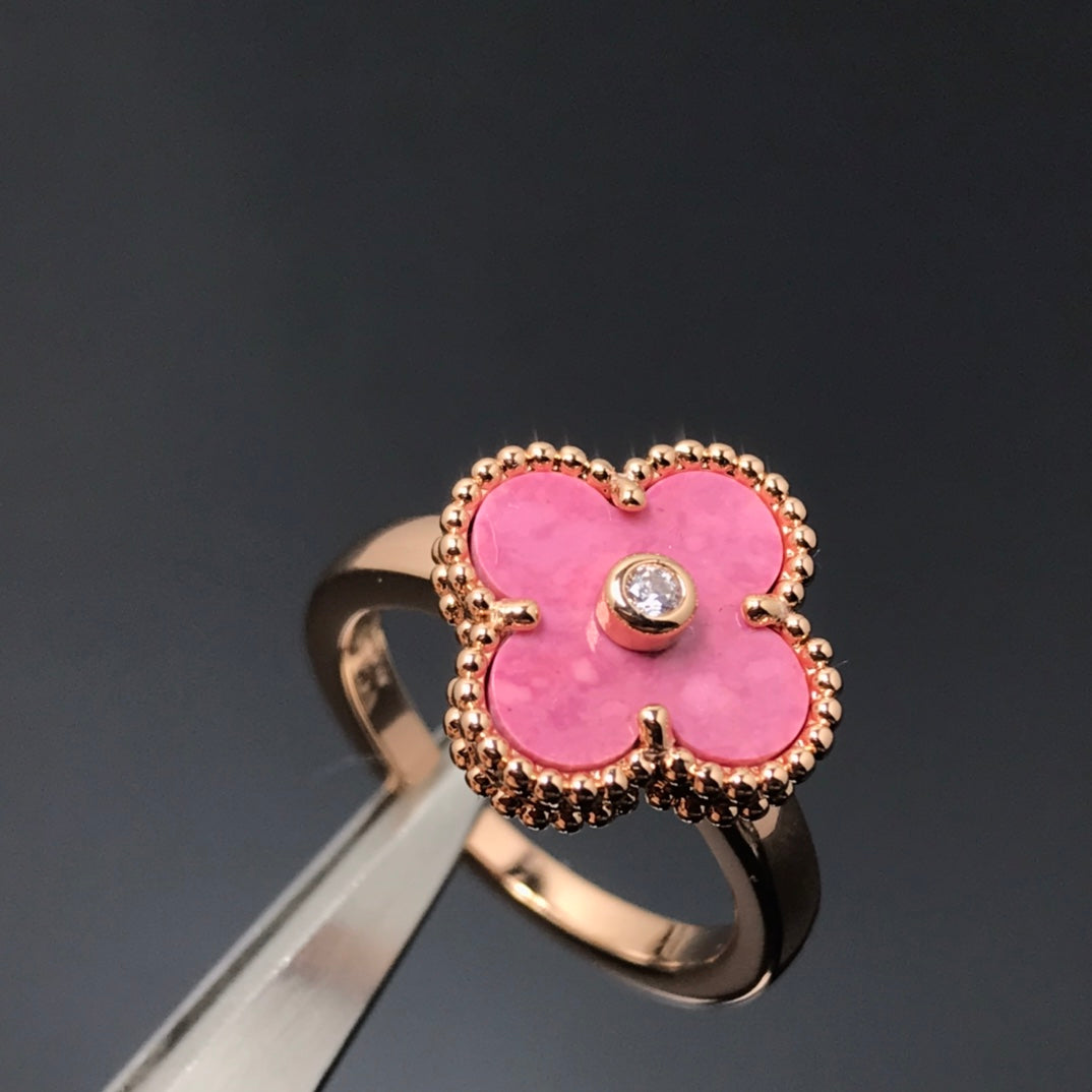 [Mystic Crown]CLOVER RHODONITE ROSE GOLD RING